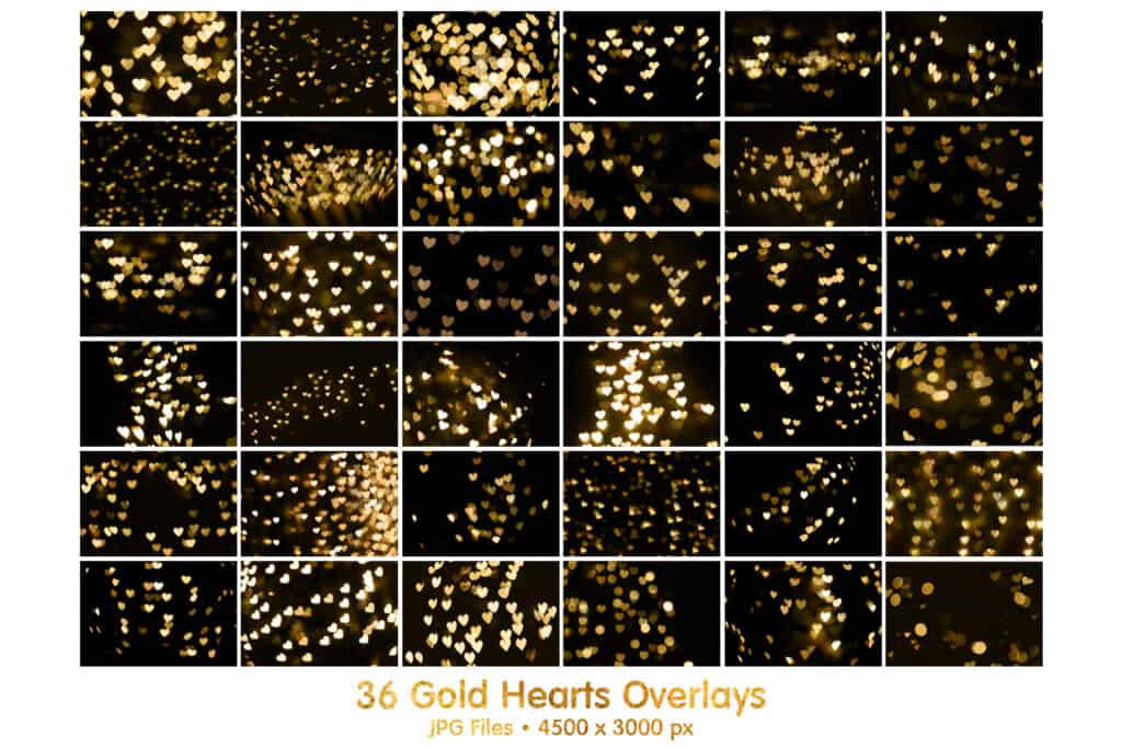 gold hearts prv2 1024x683 - 36 Gold Hearts Bokeh Overlays