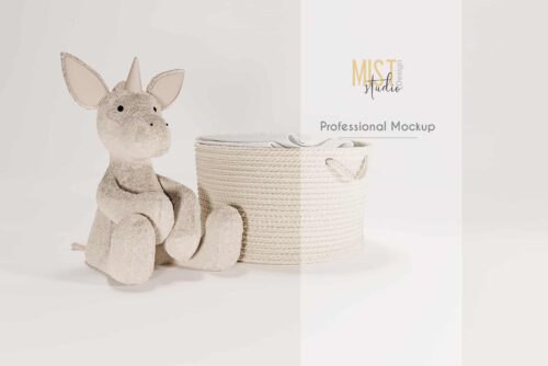 Hamper and unicorn mockup. Digital Backdrop