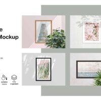 Wooden Frames Mockup PNG