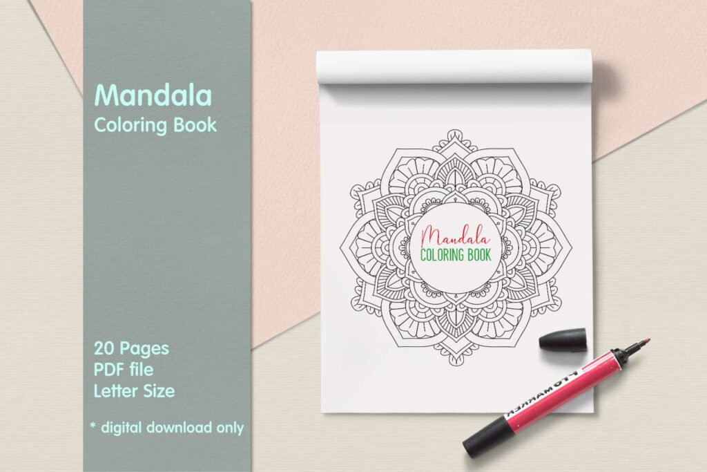 prv1 1 1024x683 - Mandala Coloring Book PDF, 20 Pages, 8.5 