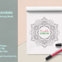 Easy Mandala Coloring Book PDF, 20 Pages,  8.5 " x 11", Printable Digital Hand Drawn Coloring Pages, Stress relief and relaxation Pages