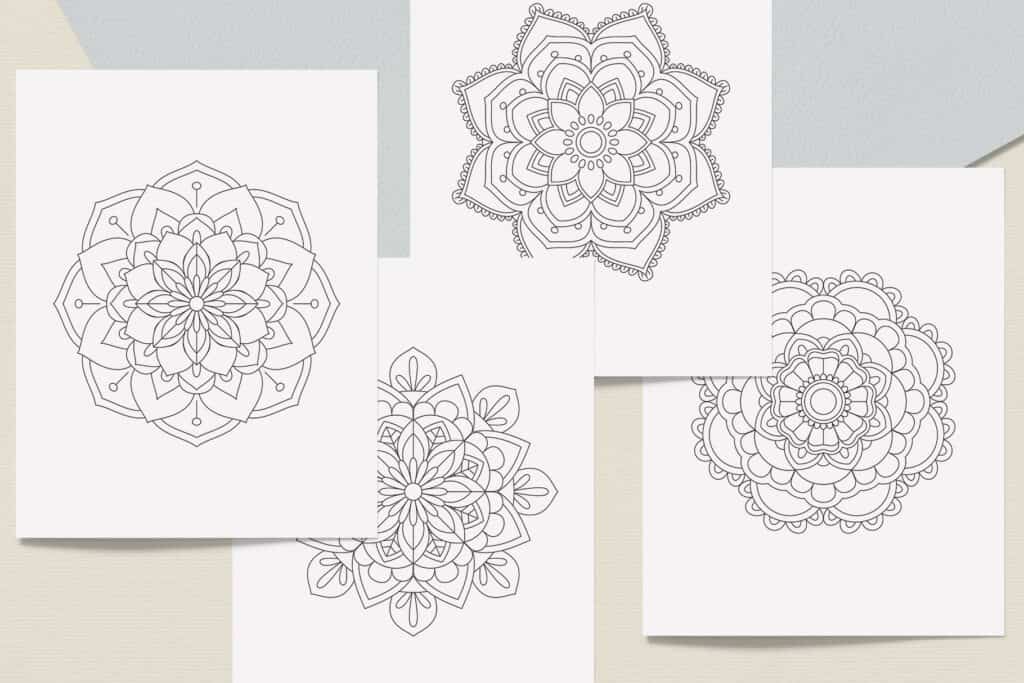 prv3 3 1024x683 - Easy Mandala Coloring Book PDF, 20 Pages,  8.5 " x 11", Printable Digital Hand Drawn Coloring Pages, Stress relief and relaxation Pages