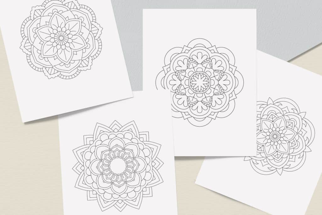 prv5 3 1024x683 - Easy Mandala Coloring Book PDF, 20 Pages,  8.5 " x 11", Printable Digital Hand Drawn Coloring Pages, Stress relief and relaxation Pages