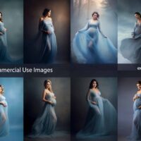 Stock Photos, Commercial Use Images, Pregnant Women in Blue Dress, 8 PNG Extended License, Generative ai Art, HQ Pregnancy Photos, Maternity