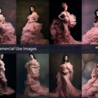Stock Photos, Commercial Use Images, Beautiful Girls in Pink Dress, 8 PNG Extended License, Generative ai, Art Collection, studio