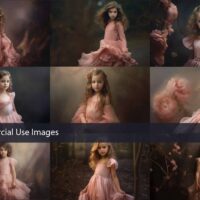 Stock Photos, Commercial Use Images, Portrait of a Girl in Pink, 9 PNG Extended License, Generative AI, girl photos, Child Stock Photos, hq