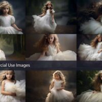 Stock Photos, Commercial Use Images, Little Girl in a white tulle dress, 9 PNG, Extended License, Generative AI, girl photos, Hq stock set