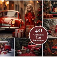 40 Christmas Car Digital Backdrops