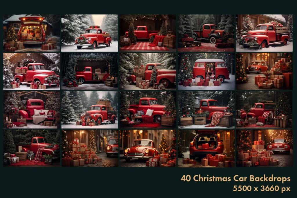 prv 2 1 1024x683 - 40 Christmas Car Digital Backdrops