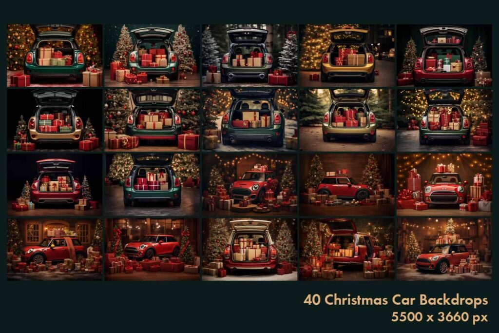 prv 3 1 1024x683 - 40 Christmas Car Digital Backdrops