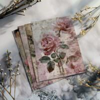 4 Vintage Rose Digital Illustrations Shabby Chic Scrapbook Supplies Junk Journal Kit Floral Designs Printable Ephemera Collection Craft DiY