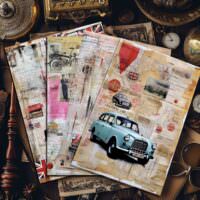 4 Vintage Travel Collages Digital Art British Theme Classic Cars Maps Victorian Ladies Junk Journaling Collection Design Elements Scrapbook