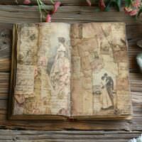 4 Vintage-Inspired Junk Journal Pages Digital Antique Letters Printable Old-Fashioned Scrapbook Supplies Vintage Ephemera Collection Decor