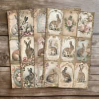 4 Shabby Chic Rabbit Printable Images Vintage Bunny Digital Collage Scrapbook Embellishment Spring Crafting Digital Ephemera Shabby Rabbit