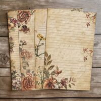 12 Floral Illustrations Botanical Frame Digital Set Instant Download Crafting Scrapbooking Flower PNG Transparent Journaling Collection