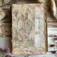 4 Digital Images Vintage-Inspired Rabbit Junk Journal Kit Art Scrapbook DIY Collection Design Elements Decorative Illustrations Printable