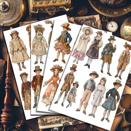 Victorian Elegance 45 Elements for Junk Journal Digital Collection Transparent PNG Scrapbooking Hand-colored Printable Design Art Collection