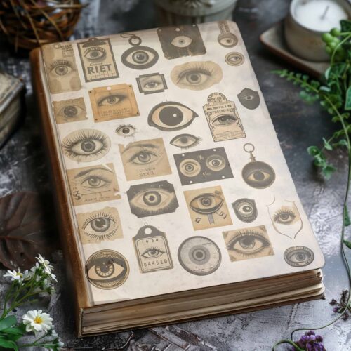 100 Vintage Occult Eye Printables Mystical Eye Digital Tags Ephemeral Scrapbooking Supplies Esoteric Antique Design Creative Illustrations