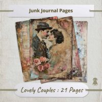 21 Lovely Couples Vintage Love Collage Digital Art Scrapbooking Junk Journal Romantic Retro Printable Collection Design Elements Backgrounds