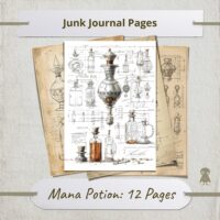12 Vintage-Inspired Mana Potion Sketches Steampunk Apothecary Alchemy Art Print Fantasy Decor Victorian Ephemera Collection DIY Design