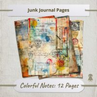 12 Colorful Notes Pages Vintage Ephemera Digital Collage Sheet Antique Handwritten Letter Printable Scrapbook Kit World Explore Design