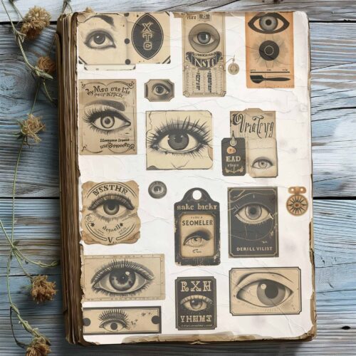 100 Vintage Occult Eye Printables Mystical Eye Digital Tags Ephemeral Scrapbooking Supplies Esoteric Antique Design Creative Illustrations