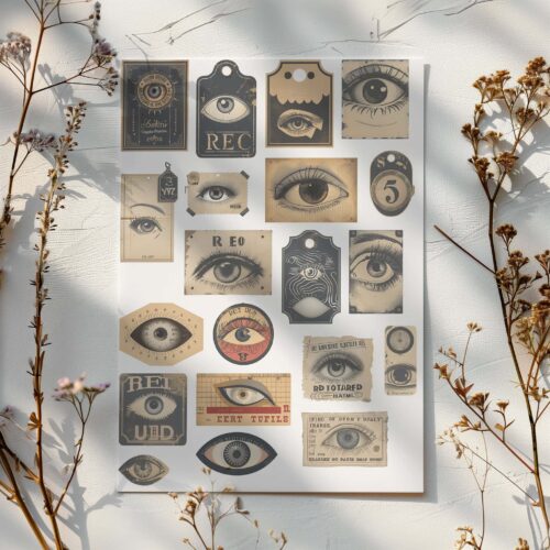 100 Vintage Occult Eye Printables Mystical Eye Digital Tags Ephemeral Scrapbooking Supplies Esoteric Antique Design Creative Illustrations