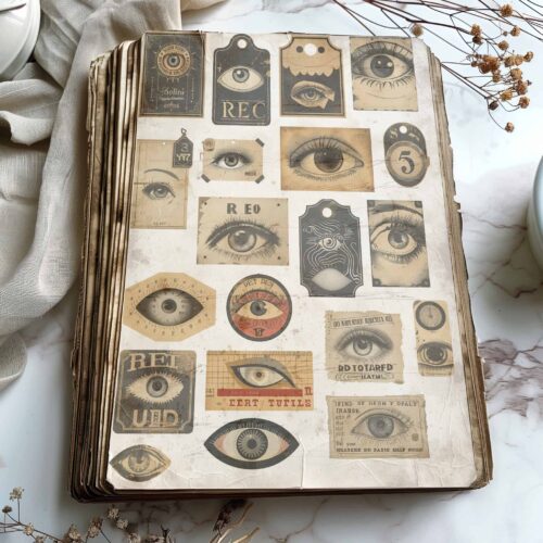 100 Vintage Occult Eye Printables Mystical Eye Digital Tags Ephemeral Scrapbooking Supplies Esoteric Antique Design Creative Illustrations