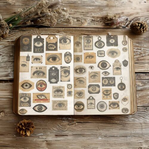 100 Vintage Occult Eye Printables Mystical Eye Digital Tags Ephemeral Scrapbooking Supplies Esoteric Antique Design Creative Illustrations