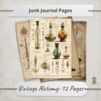12 Vintage Alchemy Potion Pages for Junk Journal Mystical Elixir Illustration Fantasy Lab Diagram Magic Decor Alchemy Art Print DIY Vintage