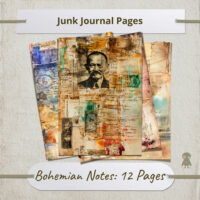 12 Bohemian Notes Pages Vintage Ephemera Junk Journal Illustrations Scrapbooking Mixed Media Art Collection Design DIY Printables