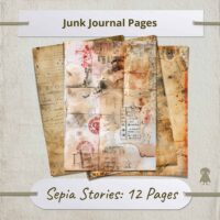 12 Sepia Stories Pages Vintage Junk Journal Unique Digital Prints Antique Ephemera Grunge Collage Art Scrapbook Background Distressed Design