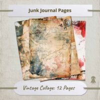 Vintage Collage 12 Junk Journal Pages Ephemera Mixed Media Digital Paper Scrapbook Printable Retro Backgrounds Antique Craft Supplies Decor