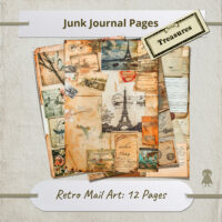 Retro Mail Art 12 Junk Journal Pages Vintage Ephemera Kit Antique Map Old Photos Handwritten Letters Stamps Sepia Tones Collage Scrapbooking