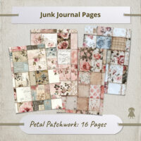 16 Petal Patchwork Vintage Junk Journal Pages Victorian Styled Digital Collage Botanical Patterns Pink And Art Ephemera Scrapbooking Motifs