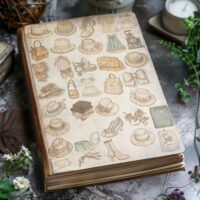 280 Stickers Vintage Dress Illustrations Victorian Style Instant Download Digital Art Collection Accessories Printable Aesthetic Designs