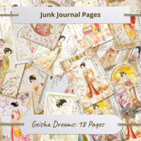 Elegant Japanese Kimono Art Print Set Cherry Blossom Floral Gold Accents Traditional Beauty Home Decor Wall Illustration Cultural Theme